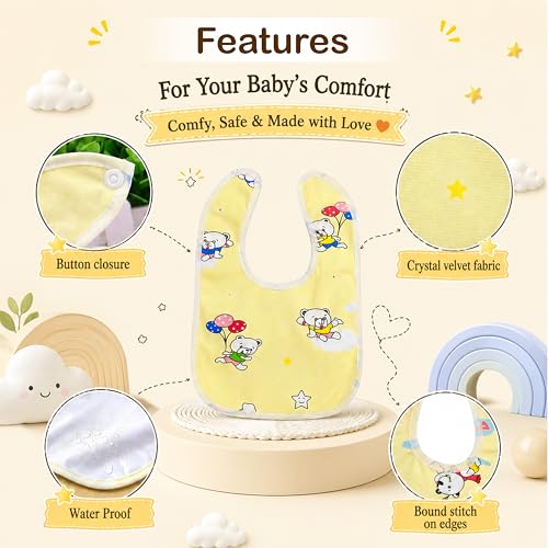 Image of StarAndDaisy Reusable Silicone Bib for Baby with Adjustable Buttons for Mess-Free Feeding