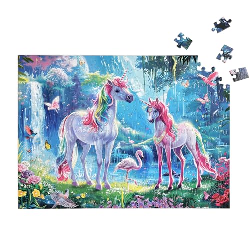 Puzzle de 200 piezas, juego familiar Unicorn Rainbow para niños y adolescentes miniatura 4