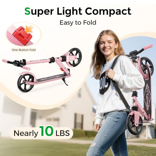 Image of WAYPLUS Kick Scooter for Ages 6+,Kid,Teens & Adults.8 Big Wheels,240lb