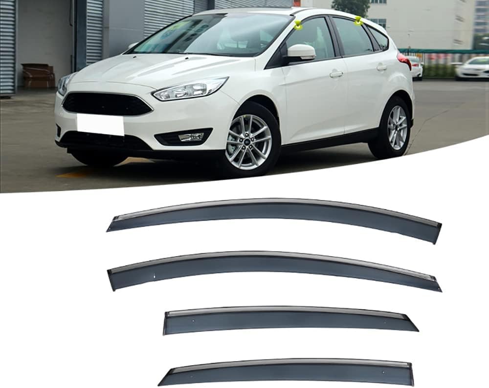 PANXUC Car Wind Deflectors for Ford Focus 2012-2018, Side Window Wind Rain Deflector Window Visor Sun Rain Guard Smoke Guards