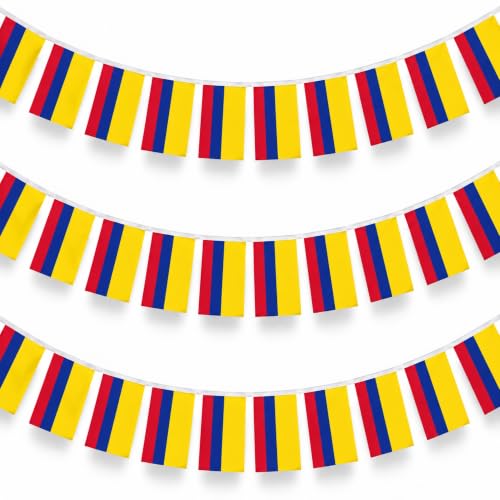 Guirnaldas Bandera Colombia, Banderas de 14x21 cm, 30 Banderines 10 Metros