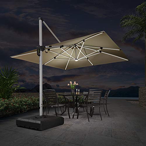 Purple Leaf 11 Feet Double Top Deluxe Solar Powered Led Square Patio Umbrella Offset Hanging Umbrella Outdoor Market Umbrella Garden Umbrella Black Buy Online In Aruba At Desertcart