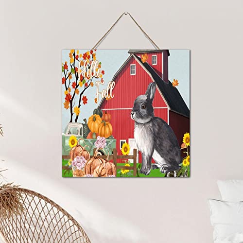 Panneau en bois Hello Fall citation Thanksgiving citrouille extérieur - 6