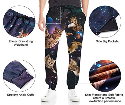 Uideazone B07BGVY5FW Cat Sweatpants For Womens Mens Funny Graphic Space Jogger Pants Comfy Baggy Trouser thumb #4