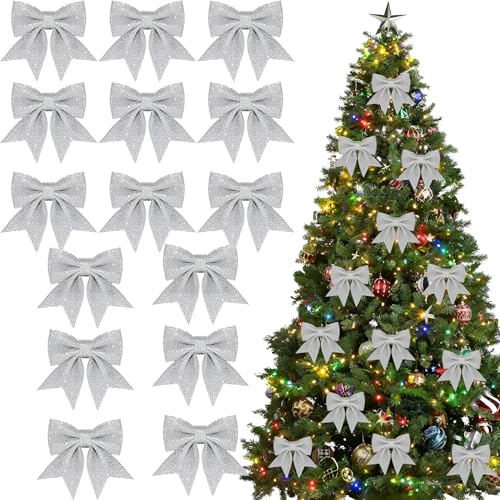 15 Stück 12x15cm Weihnachtsschleifen,Schleifen Weihnachtsbaum...