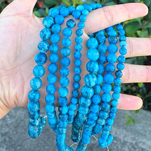 1 Strand Top Quality Natural Blue Lace Jasper Gemstone 10mm Round Loose Stone Beads (~ 34-37pcs) for Jewelry Craft Making GF31-10 - Thumbnail 6