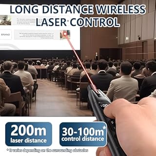 Laser Puntatore 2.4 GHz con Puntatore Laser Rosso Forte 3 Livelli, Puntatore Retrattile, Timer Conto Alla Rovescia fino a 199 Min, Compatibile con la Maggior Parte dei Sistemi e Software (nero)
