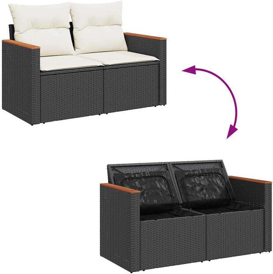 Gecheer Outdoor Patio Sectional Sofa Couch,Garden Sofa Set Black PE Rattan Large Modular Garden Sofa Set