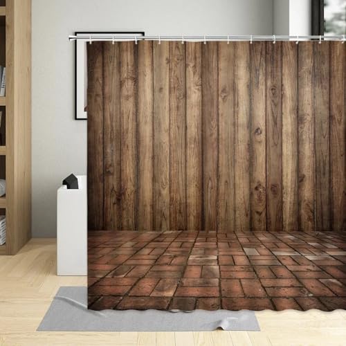 Rideau de douche grain de bois coloré 3D en polyester imperméable 175x220cm - 2