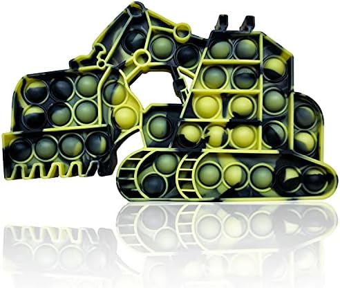 Push Pop Pop Bubble Fidget Toy, Anxiety Stress Reliever Silicone Excavator Sensory Fidget Toy, Simple Dimple Poppers Autism Special Needs Fidgets for Girls and Kids (Yellow Black)