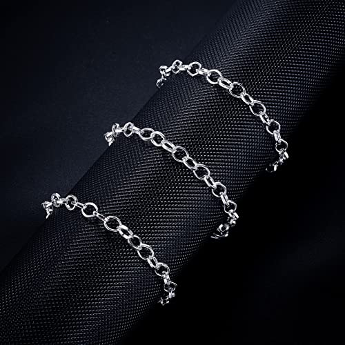 HOUSWEETY 12 Silver Plated Chain Bracelets Fit Clip on Charm 20cm(7-7/8")，Lobster Clasp Link Chain Bracelets for Men Women, Mens Bracelet Chain Bracelets for Men Jewelry Men Gifts2