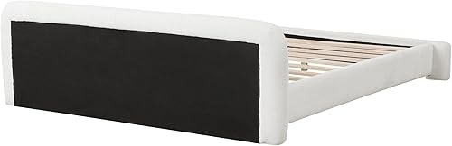 Miniatura 4 de Cama de plataforma tapizada en forma de curva con cabecera curva, marco de cama de madera tamaño Queen para niños y adultos, muebles de dormitorio,