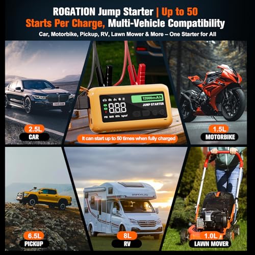 Image of Jump Starter with 150PSI Air Compressor, 2000A Peak 12V Booster, 10000mAh Portable Car Battery Jump Starter, Up to 10L Gas /8L Diesel Engines, 33W Bidirectional fast Charging Power Bank-Orange