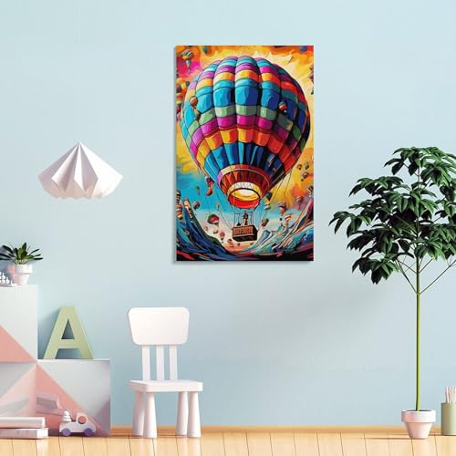 Tableau Impression sur Toile Montgolfière Déco Murale 40x60cm