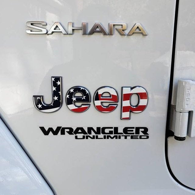 Jeep American Flag Decal Emblem Decal Wrangler JL Gladiator (Red/White/Blue - Glossy 2020+ Gladiator Fenders)