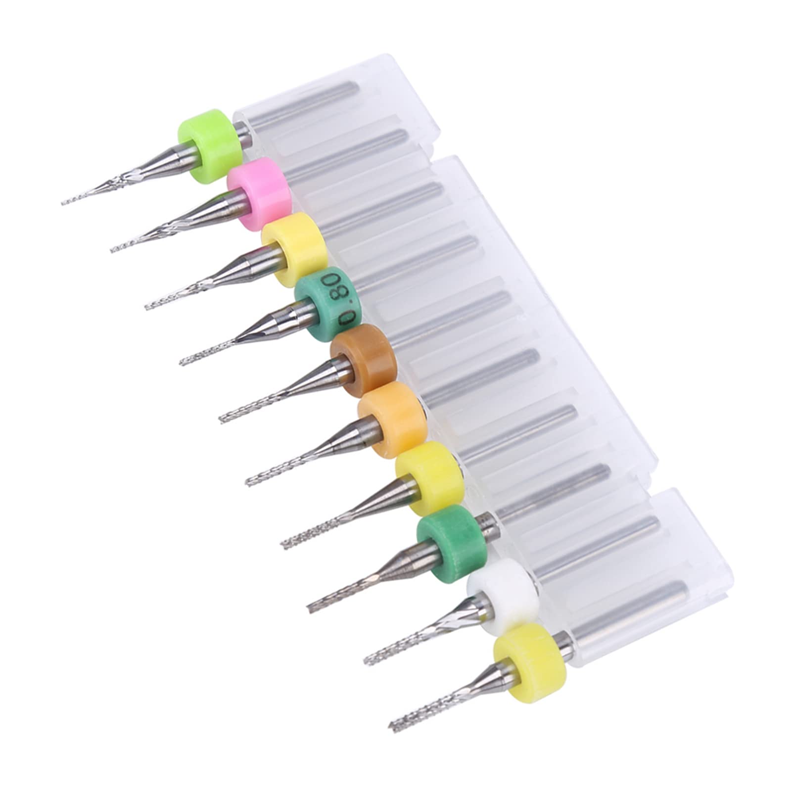 Lot de 10 fraises de coupe en carbure de tungstène PCB Fraises à queue pour découpe de circuits imprimés en carbure 0,5/0,6/0,7/0,8/0,9/1,0/1,1/1,2/1,3/1,4 mm