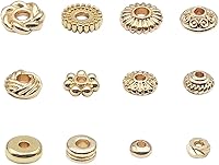 Vista 7 de INSPIRELLE 120 cuentas espaciadoras chapadas en oro de larga duración redondas y ovaladas para hacer joyas, pulseras, collares