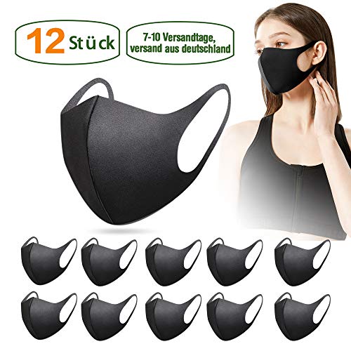 Preisvergleich Produktbild 12 Stück Fashion Unisex Wiederverwendbare und waschbare schwarz Erwachsene