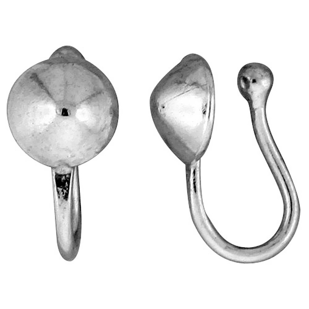 Small Sterling Silver 1/2 Ball Nose Ring/Ear cuff Non-Pierced (one piece) 3/8 inch