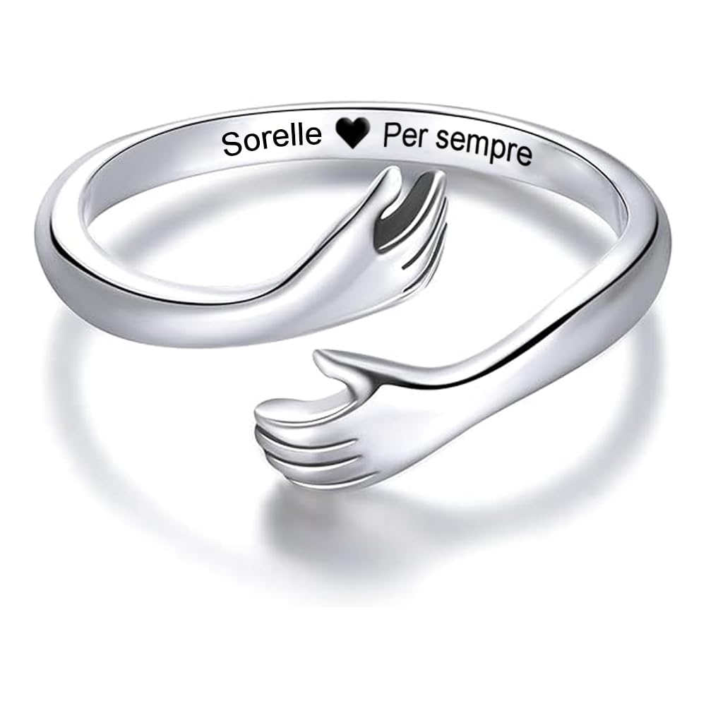 Anello Donna A mia Sorella per Sorelle Donne Ragazze Figlie in Argento Sterling 925 Idea Regalo Natale Compleanno Regolabile Anelli - Cofanetto incluso