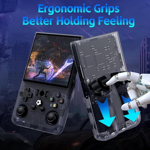 Image of R36Max Retro Handheld Game Console, Video Game Console with 64G TF Card, 4000mAh Rechargeable, Linux System, 4.0 Inch IPS Screen Portable Pocket Arcade, Gray