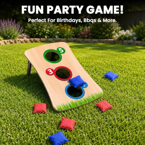 Mantraraj Bean Bag Toss Game Foldable Wooden Board Kids Family Fun Outdoor Indoor Throwing Game Gift - Image 4