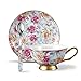 Panbado Juego de Tazas de Café de China de Hueso, 200ml, Tazas de Café de Porcelana Blanca y Translúcida Vajilla de Té para Hogar, Oficina, Restaurante, Regalo para Cumpleaños, Festival - Flores