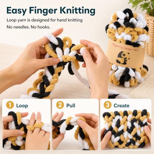 Image of Shenlin Loop Yarn 5 Packs, Chunky Chenille Yarn for Hand Knitting Blankets, Machine Washable Polyester Fluffy Thick Bulky Yarn for Scarves, Cushions, Rugs and Craft Projects