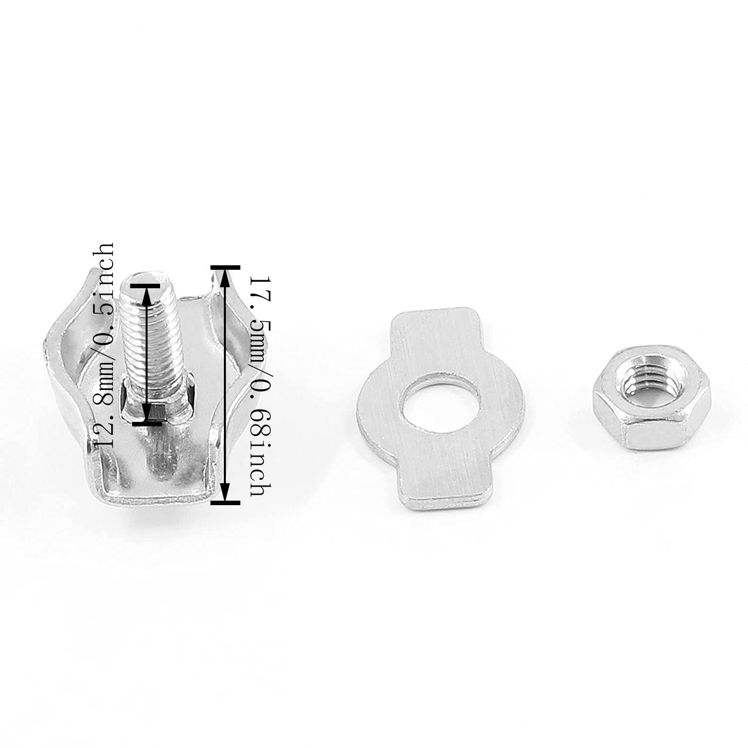 M3 Single Wire Rope Clip HSCGIN 20PCS M3 Stainless Steel Simplex Bolt Cable Clamp For 1/8 Inch Diameter Wire Cable, M3 Poly Rope Connector, M3 Single Wires Splicer Connector - View #2
