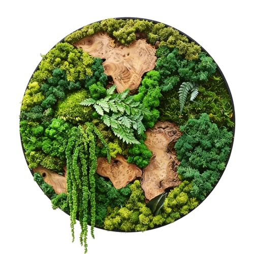vadmepiop Moss Wall Art Natural Moss and Wood Handcrafted Rustic