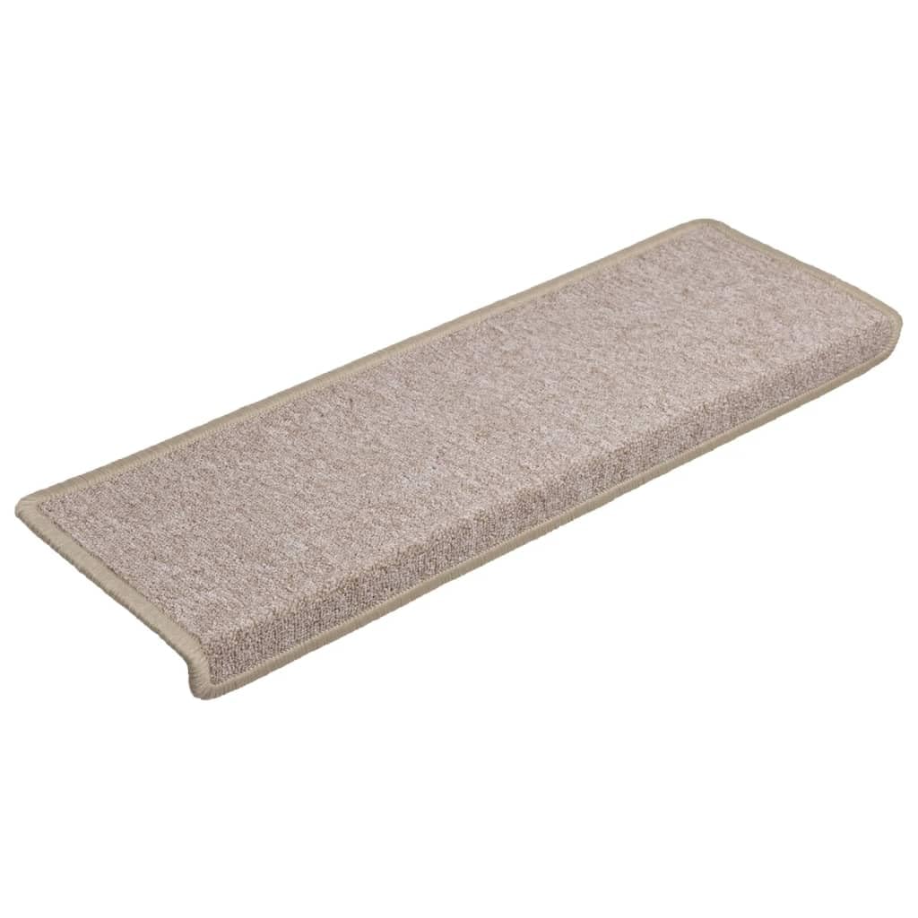 vidaXL Stair Mats 15 pcs 65x21x4 cm Taupe Rectangular Edge — image 1