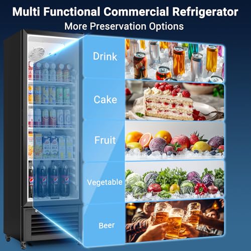 Image of BODEGACOOLER 11.5 Cu.Ft. Commercial Merchandiser Refrigerators, Adjustable shelves & Automatic Defrost, Commercial Beverage Refrigerator Glass Door For Drink, Soda, Garage, Gym, Man cave, Shop, Office