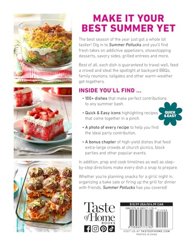 Image of Taste of Home Summer Potlucks Cookbook: Easy Summer Meals And Crowd Pleasing Recipes For BBQs And Picnic Dishes (Taste of Home Entertaining & Potluck)
