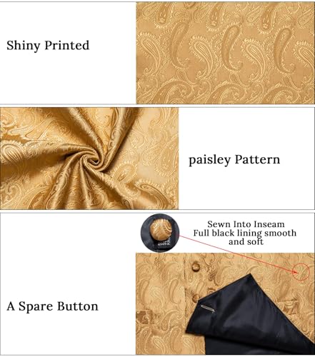 Image of DiBanGu Mens Vest and Tie Set Formal Paisley Waistcoat and Necktie Pocket Square Cufflinks Silk Suit Vest for Tuxedo Wedding