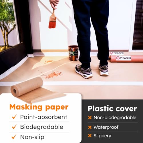 Image of 15 inch x 60 Yards (180 feet) Masking Paper Roll (Pack of 4) - Made in USA General Purpose Kraft Masking Paper for Painting - Painters' Protection from Splatter and Overspray