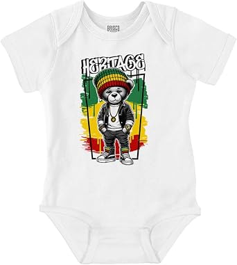 Brisco Brands Urban Rastafari Heritage Teddy Bear Baby Romper Boys or Girls