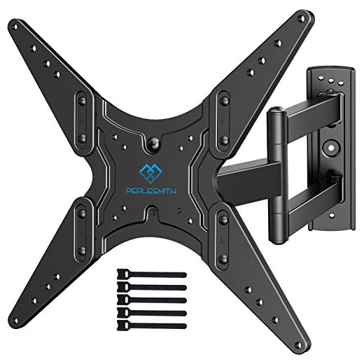 PERLESMITH TV Wall Mount for Most 26-55 Inch Flat Curved TVs with Swivels, Tilts & Extends 18.5 Inch - Wall Mount TV Bracket VESA 400x400 Fits LED, LCD, OLED, 4K TVs Up to 88 lbs, Black (PSMFK1)