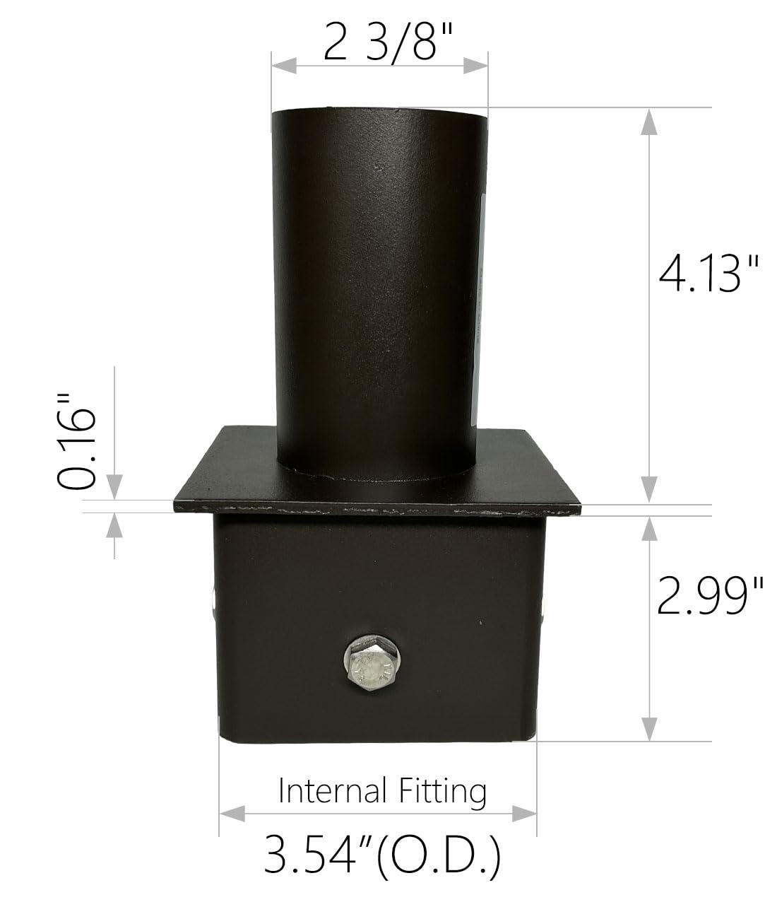 JCLievo Tenon Adapter for 4 inch Square Poles,Inner Fit,2-3/8 inch Pole Top Mount for Slip Fitter Mount,Bronze Light Pole Brackets,Steel Single Vertical Bracket Adapter