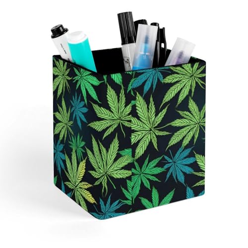 Portalápices en forma de hoja verde maleza para escritorio, organizador de pinceles de maquillaje, suministros de oficina