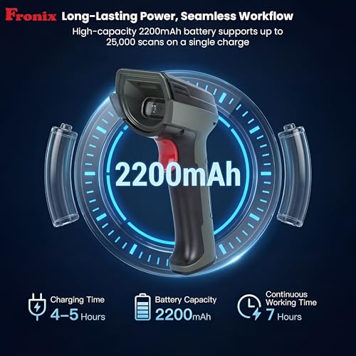 Image of 1800W Wireless 2D & 1D Barcode Scanner Bluetooth 5.0 & 2.4G QR Code Reader, CMOS Sensor, TFT Color Screen, Auto Induction Scanning, 2 Year Warranty