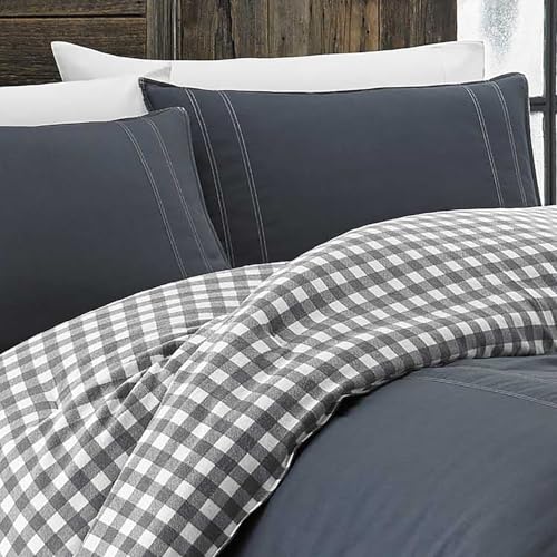 Image of Eddie Bauer - King Comforter Set, Reversible Cotton Bedding with Matching Shams, Pre-Washed for Added Softness (Kingston Charcoal, King)