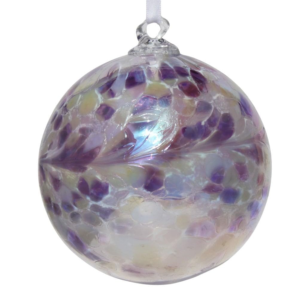 D&J Glassware Purple D & J Glassware Mouthblown Friendship Ball Hanging Ornament