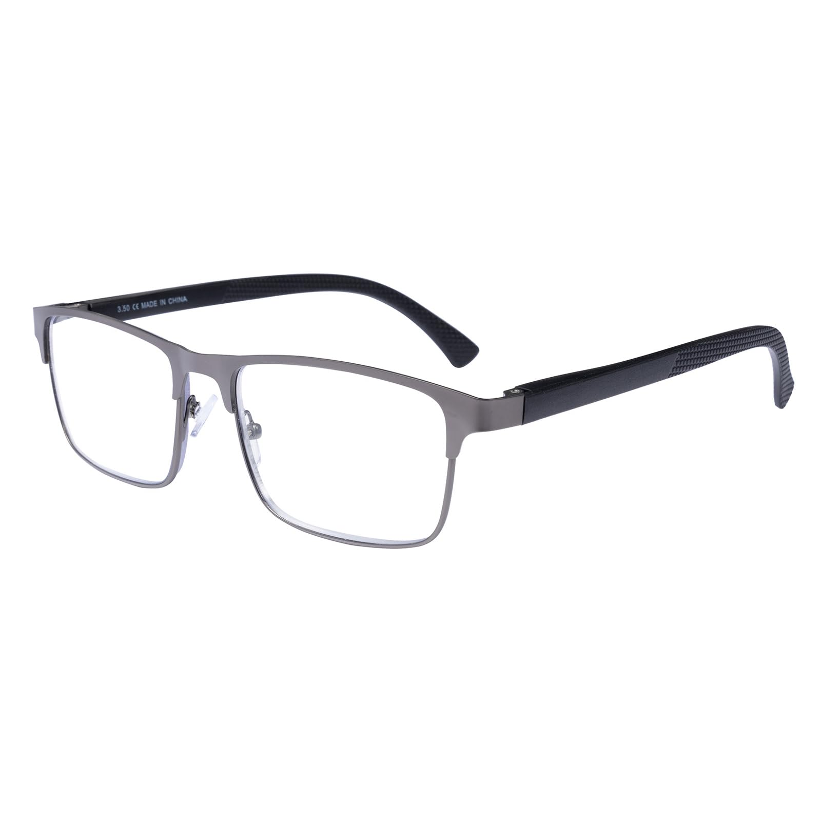 OKH Hombres Gafas de Lectura Azul Light Blocking Acero Metal Frame Rectángulo Lente Transparente Primavera Bisagras Anti Eyestrain Reader Eyeglasses