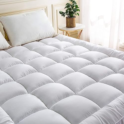 10cm Bounce Extra Thick Mattress Topper King Size Bed -1200 GSM Deep Filling Super Soft Fluffy & Comfy, Quilted Box Stitched Mattress Top Covers With Strong Corner Elasticated Straps (King)