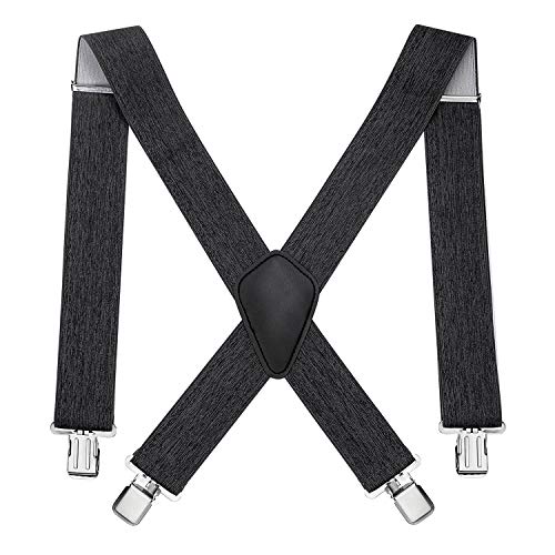 Bretelles pour Hommes Larges 5cm avec 4 Pinces métalliques Extra Fortes Longues, Gris élastique réglable en Forme de X Taille Unique pour Adultes Hommes Hommes Femmes Hommes (XXL 120cm) Cover