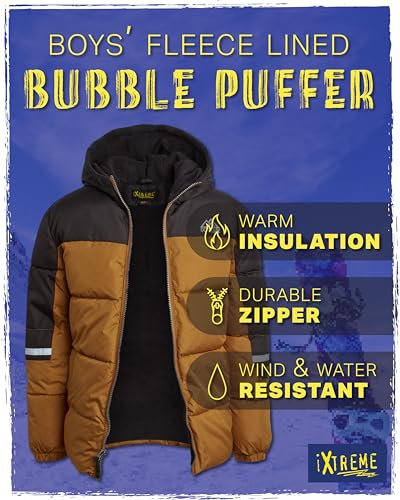 iXtreme Boys Winter Jacket - Fleece Lined Bubble Puffer Jacket With Winter Hat - Waterproof Outerwear Jackets & Coats (8-18)2