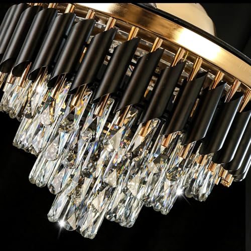 Image of Desidiya 42 inch Crystal Retractable Ceiling Fan with Light & Remote, Gold | with Retractable Blades, Remote, 6 Speeds & 3 LED Color Modes