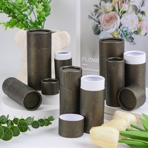 WANDIC Dark Gold Kraft Paperboard Tubes, 10Pcs Round Kraft Paper Containers for Tea Coffee Crafts Gift Packaging Non-Push (20ml) - Image 4