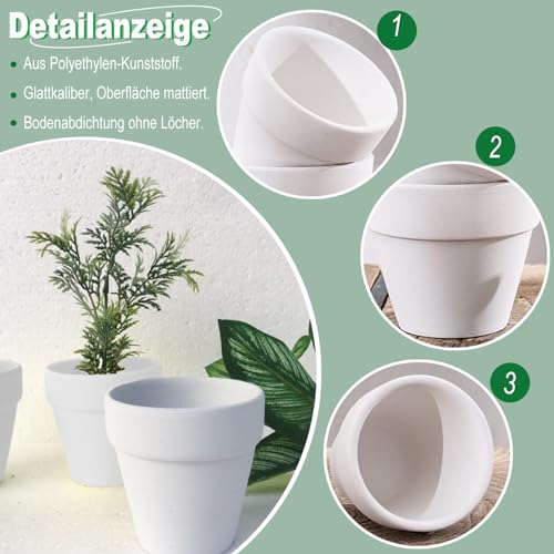 Lot de 10 mini pots de fleurs, blancs, anti-céramique, en plastique incassable, pour plantes d'intérieur et d'extérieur, cactus succulentes, plantes d'intérieur, 6 x 7 cm – Image 4