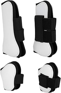 Horse Tendon Boots Open Front/Fetlock Boot for Horse, 4PCS White PU Shell Horse Front Back Leg Guard Boot Wrap Protector Riding Equipment During Jumping Obstacles